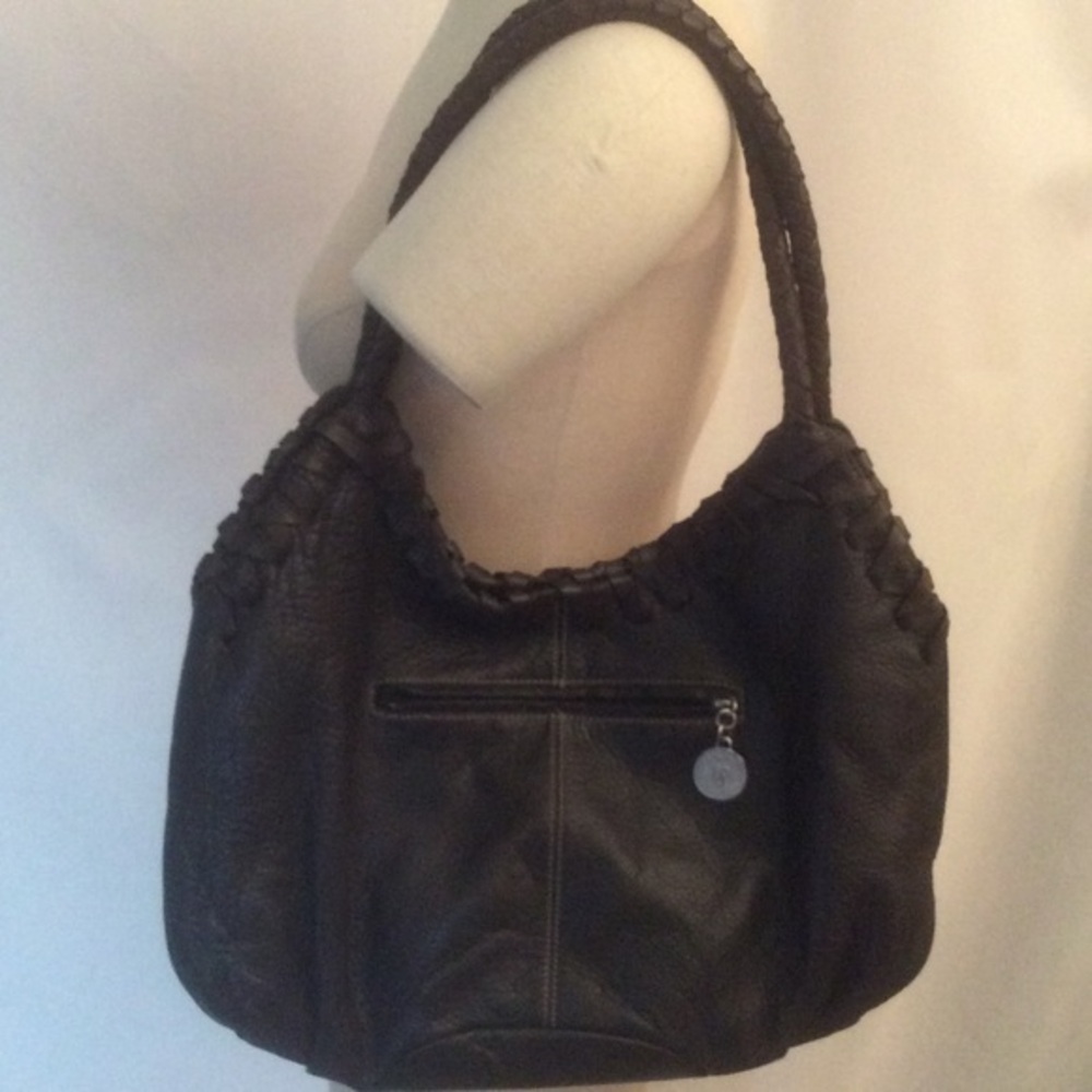 Pre-Owned Large Donald J. Pliner Black Leather Hobo Bag EUC